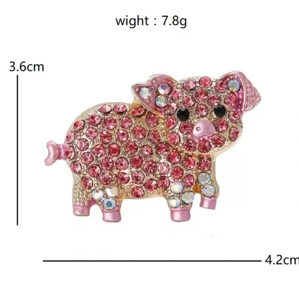 Pink Crystal Pig Brooch
